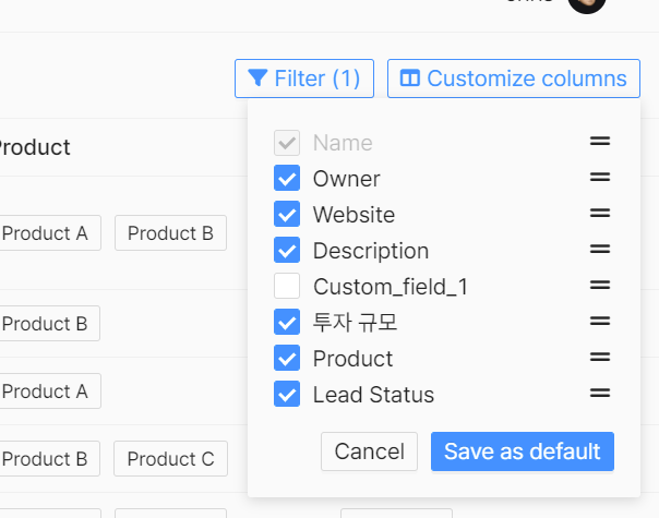 Customize Columns