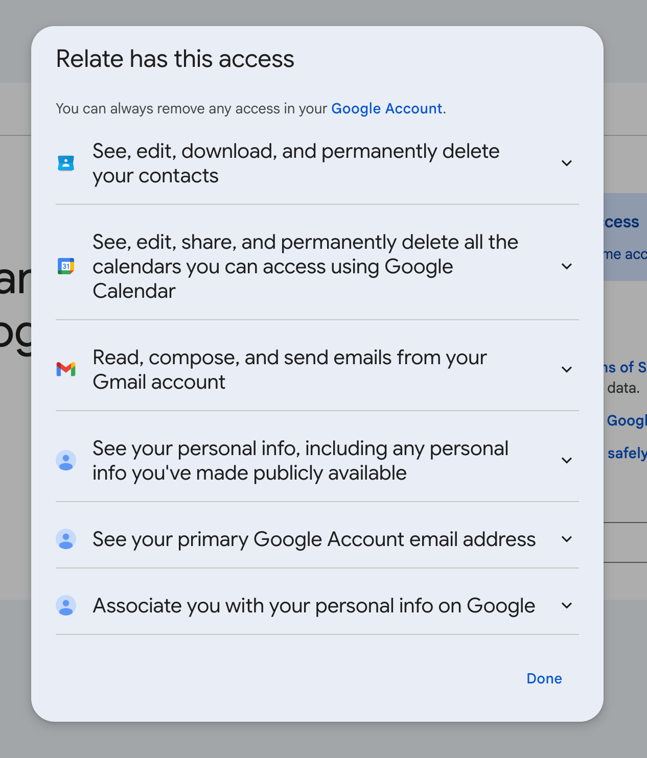 Google consent - allow Contacts access