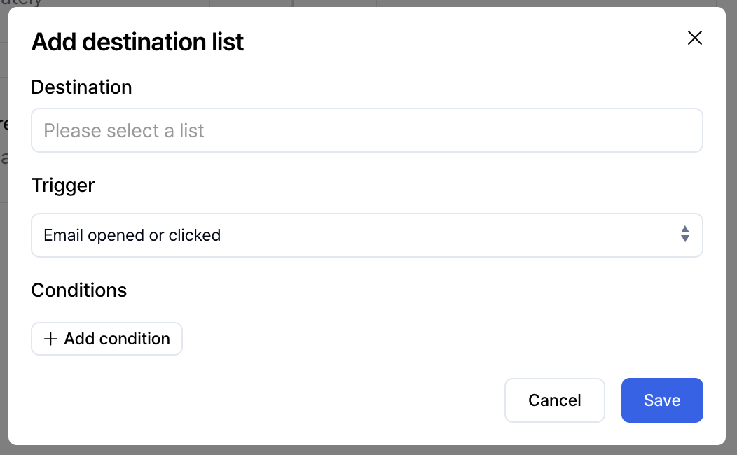 Result list setup